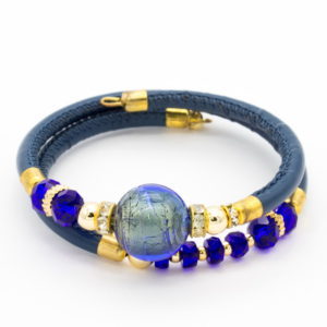 Murano glass bead bracelet with double rubber 20E