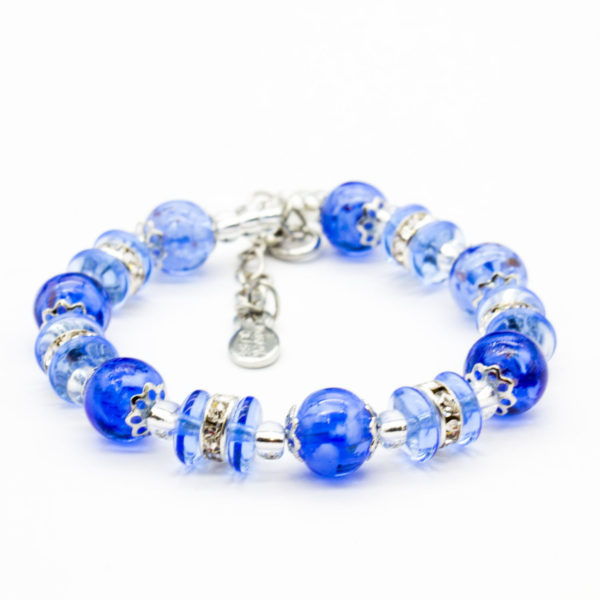 Murano glass beads bracelet with crystals
