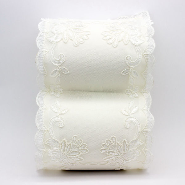 Embroidered toilet roll holder