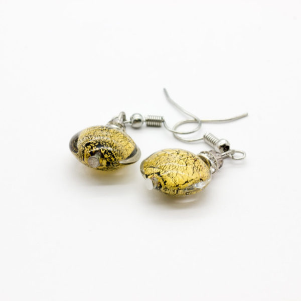 Murano glass earrings plain with gold leaf