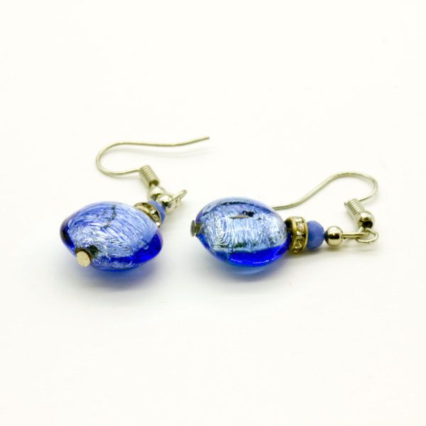 Murano glass earrings plain with silver leaf