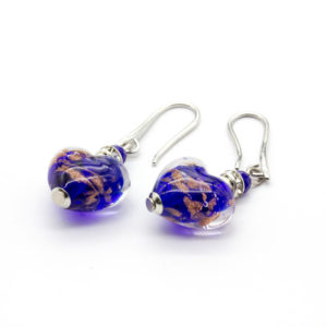 Murano glass heart earrings with avventurina